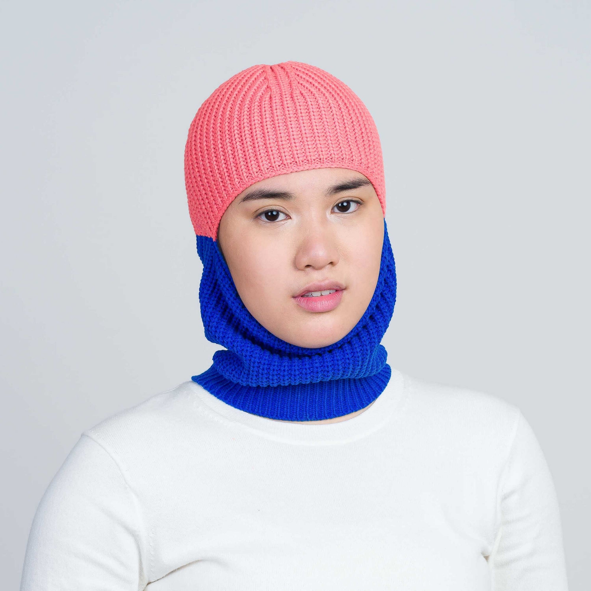 Ribbed Colorblock Balaclava