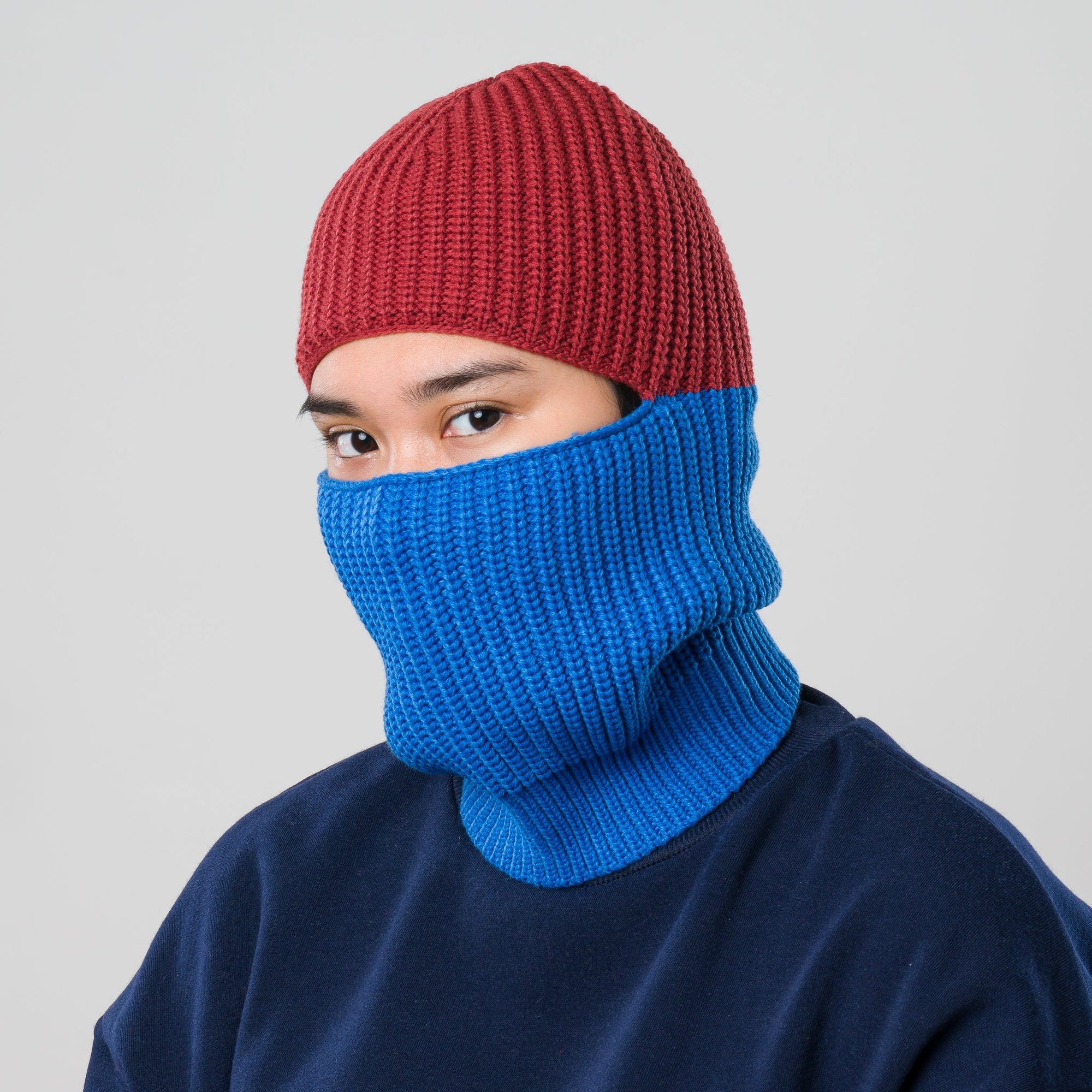 Ribbed Colorblock Balaclava