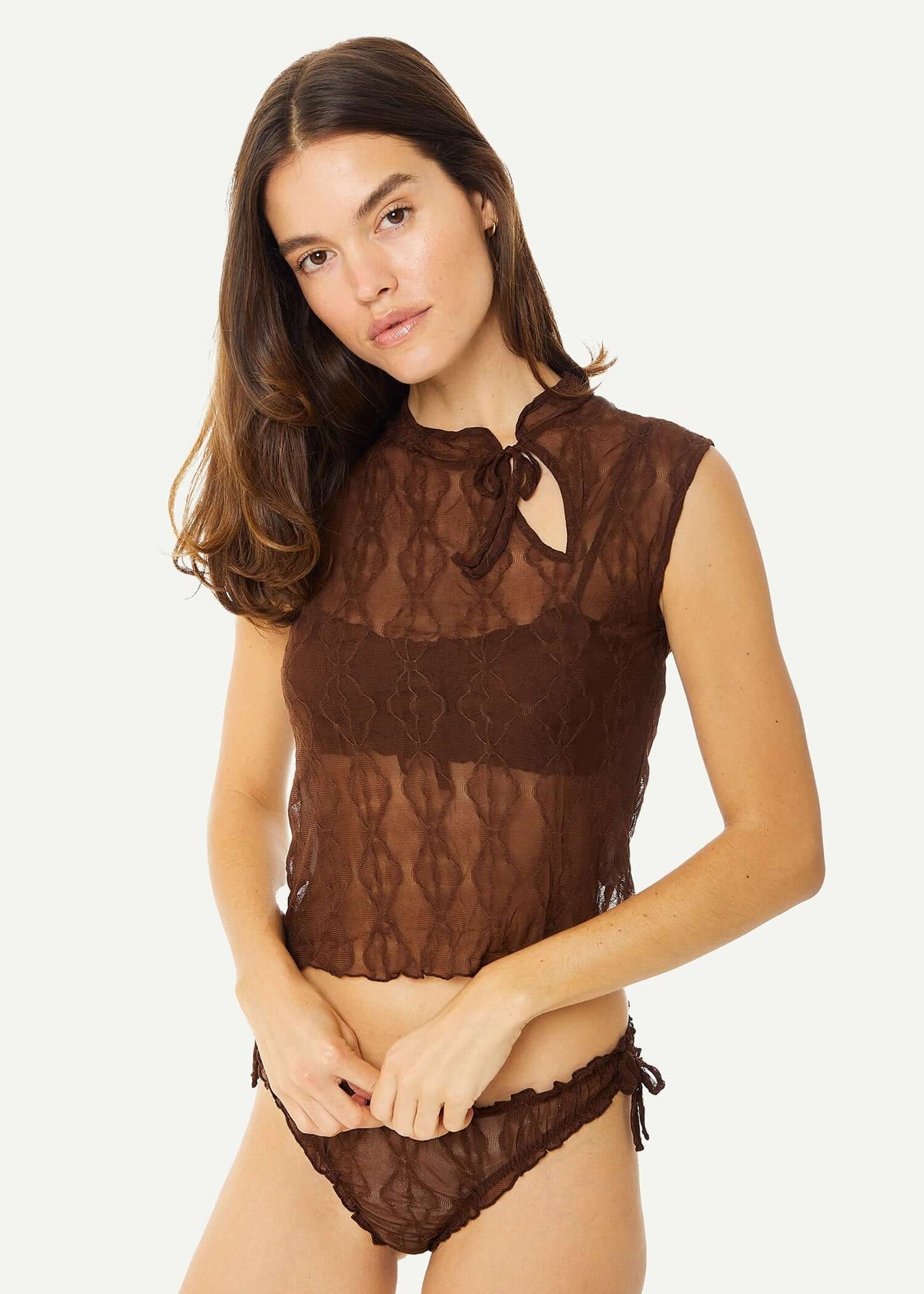 Find Me Now - Mariposa Keyhole Tee - Brown -