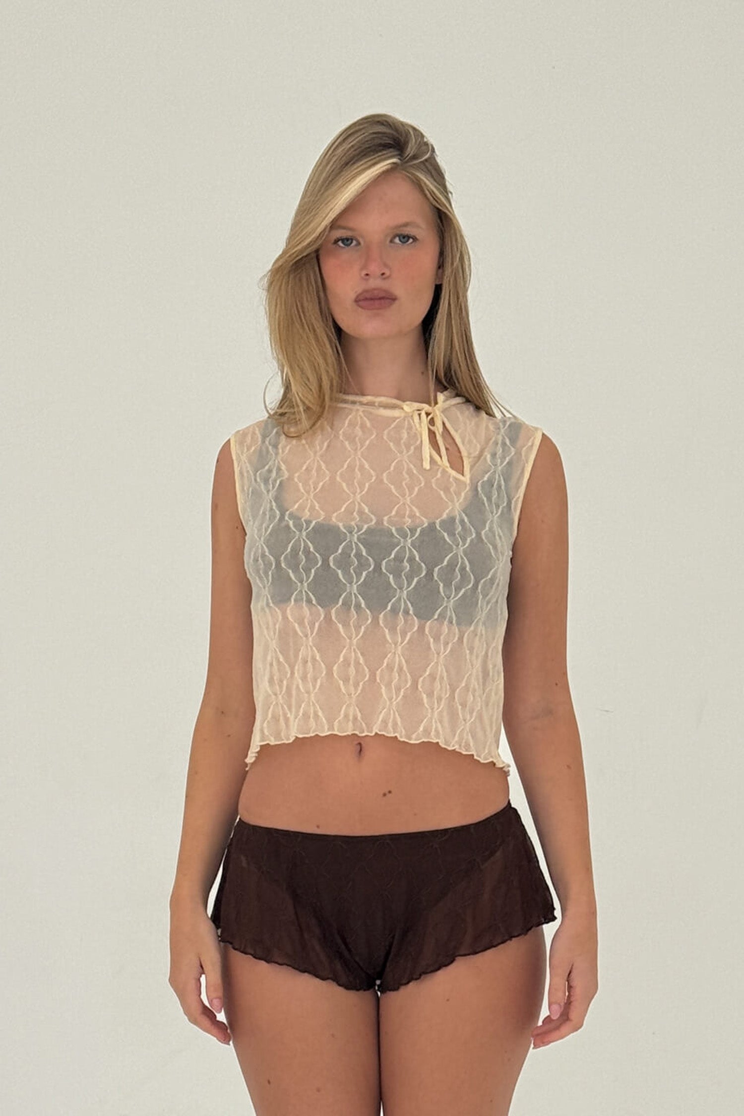 Find Me Now - Mariposa Keyhole Tee - Cloud -