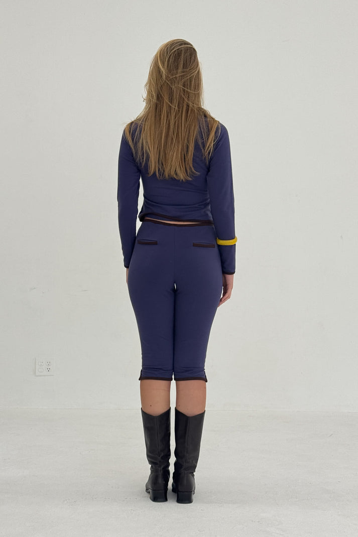 Find Me Now - French Terry Capri - Blue Navy/Chocolate -