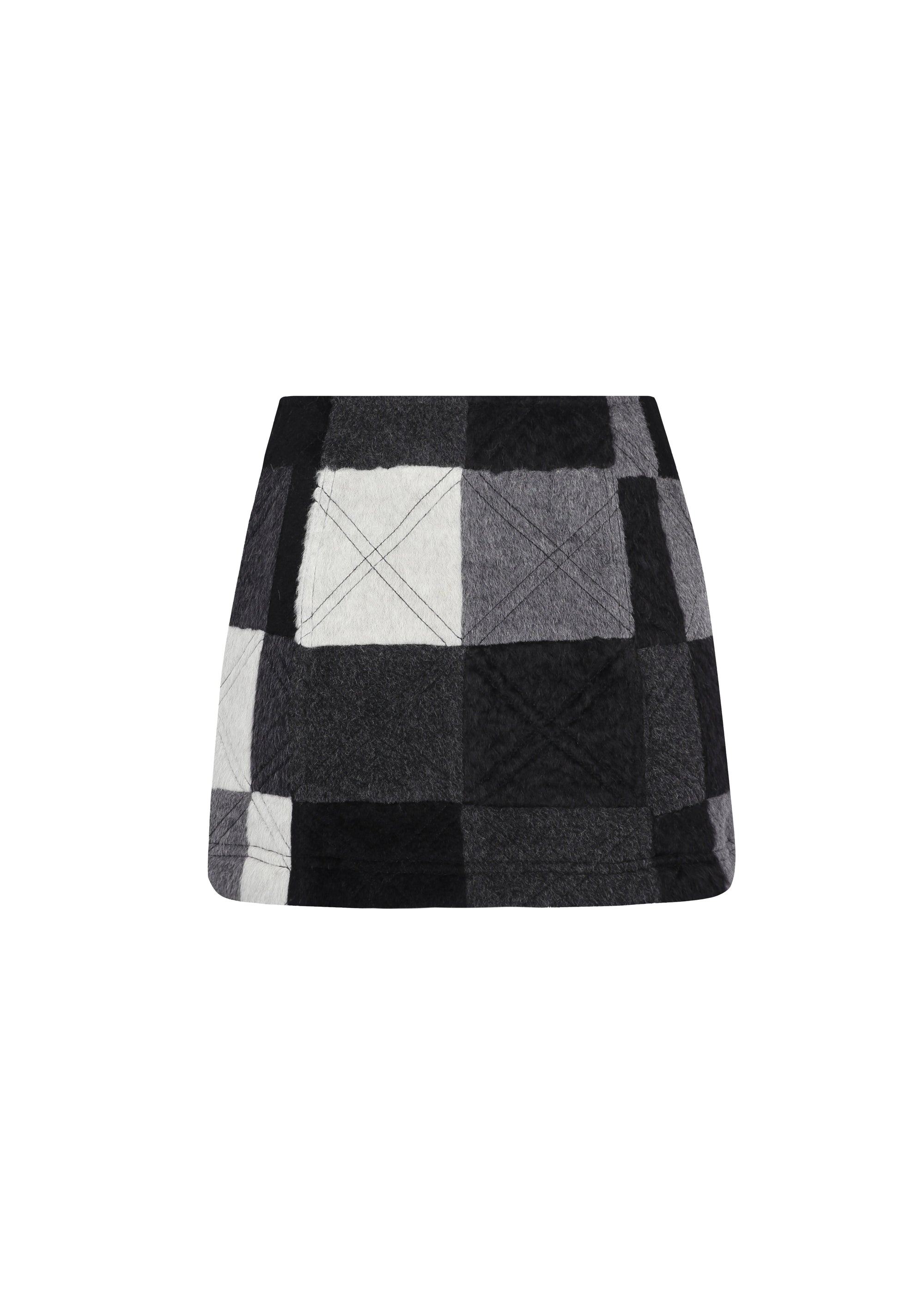 Loti - Renata Mini Skirt - Grey Patchwork -