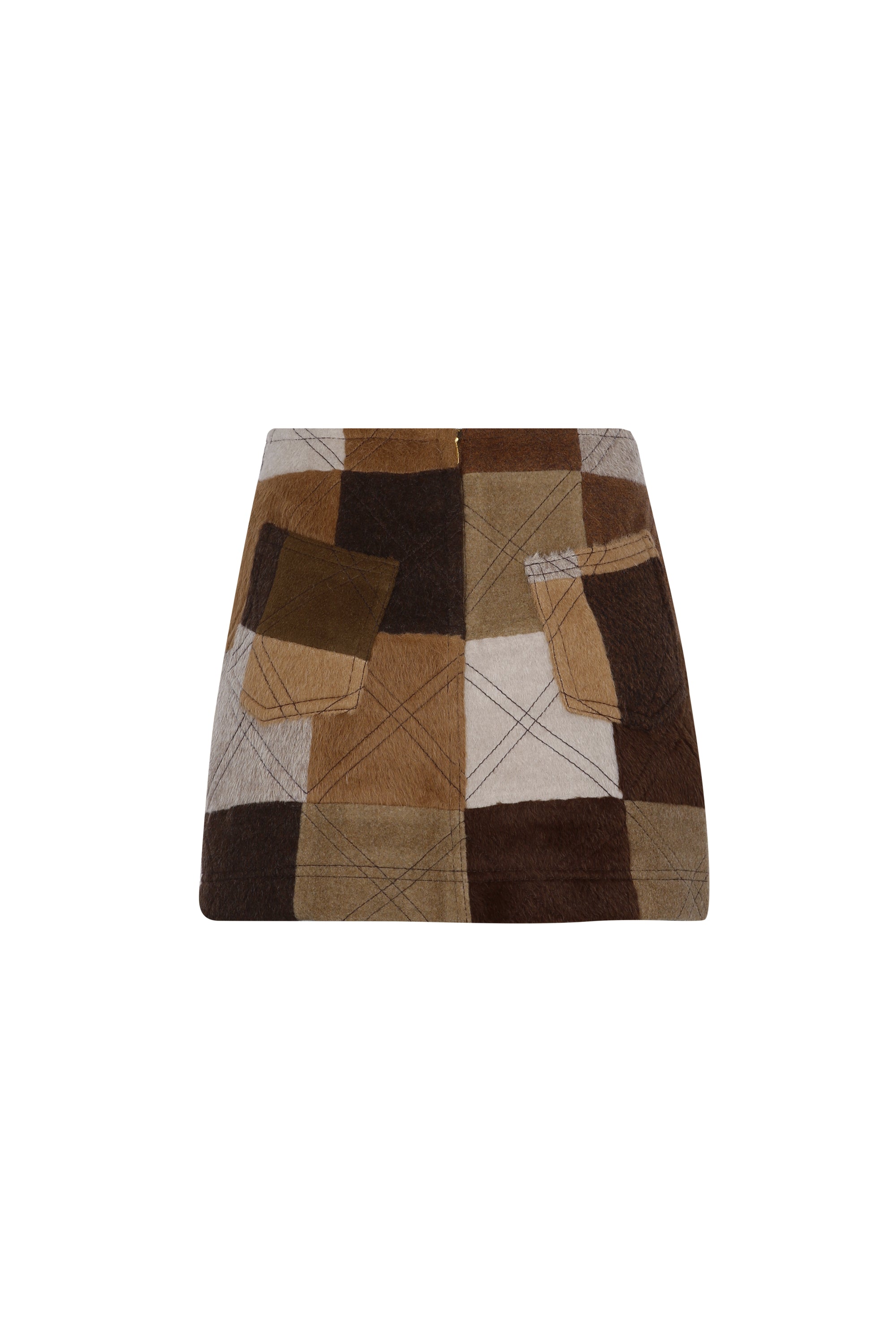 Loti - Renata Mini Skirt - Brown Patchwork -