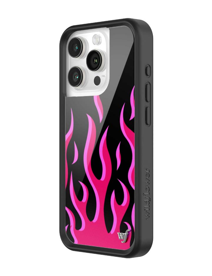 Wildflower iPhone case 15 Pro Flames Black Red Cute