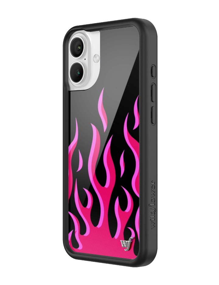 Wildflower iPhone case 16 Plus Flames Black Red Cute