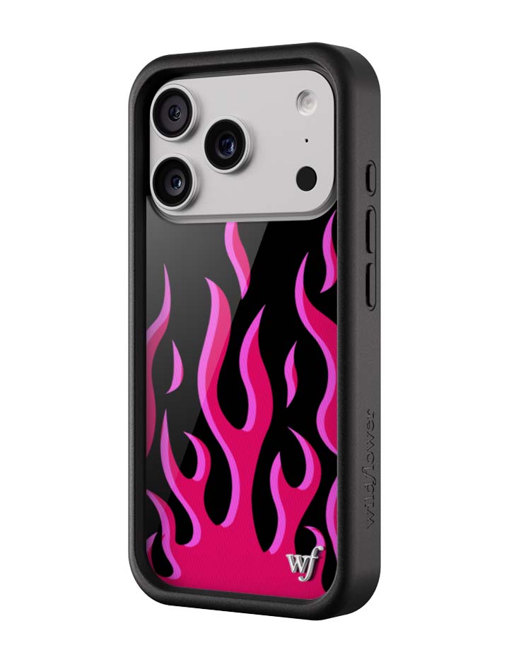 Wildflower iPhone case 17 Pro Flames Black Red Cute