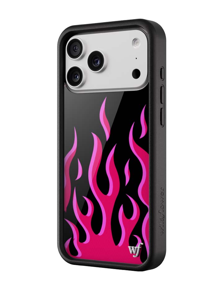 Wildflower iPhone case 17 Pro Max Flames Black Red Cute