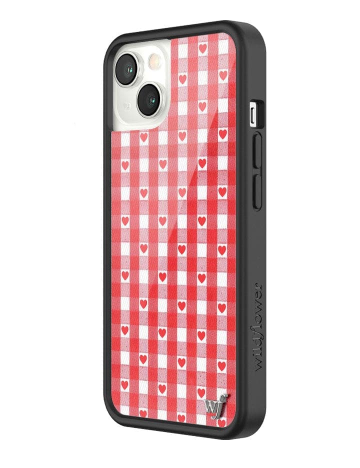 Wildflower Red Gingham Heart iPhone 13 Case