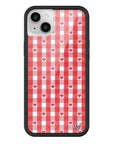 Wildflower Red Gingham Heart iPhone 14 Case