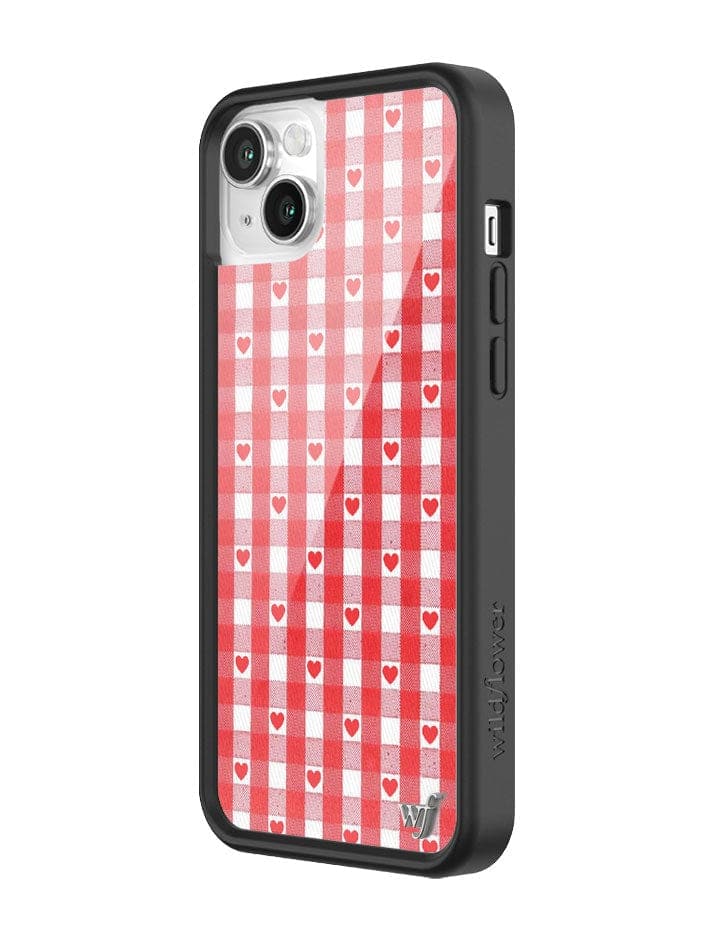Wildflower Red Gingham Heart iPhone 14 Case