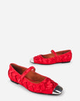 Intentionally Blank - Ribbons Satin Braided Mary Jane Flat - CHERRY SATIN