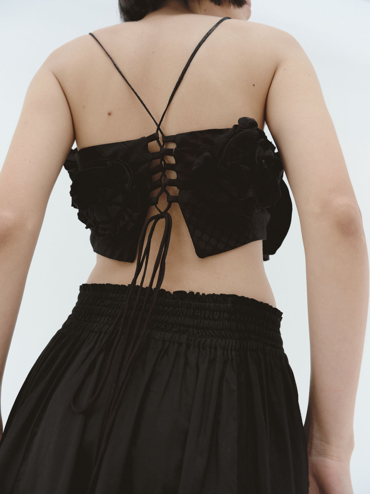 Loti - Rosa Silk Sculptural Flower Top - Black Mix -