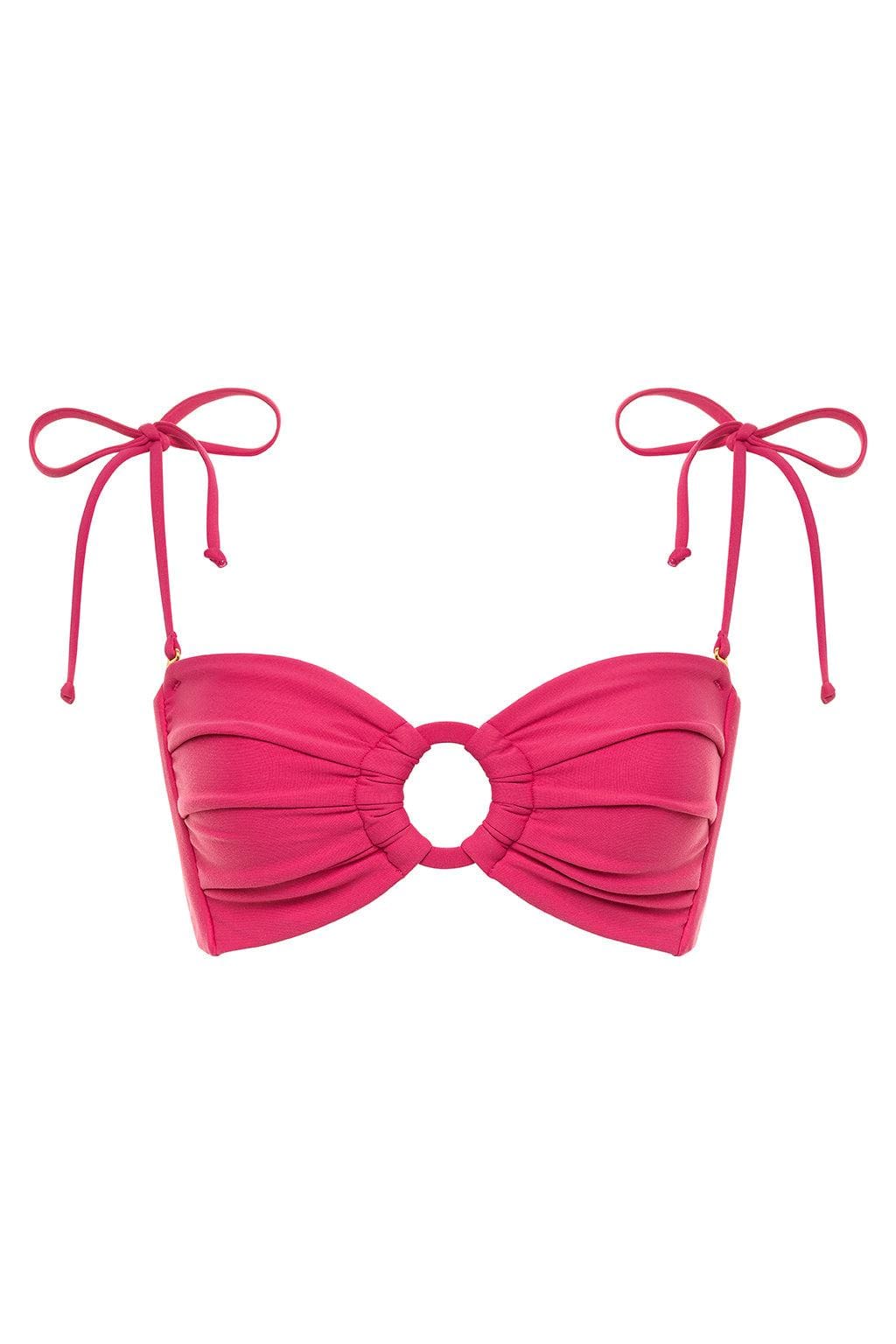 Montce - Raspberry Tori Ties Bandeau Bikini Top -
