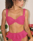 Montce - Raspberry Tamarindo Ruffle Bikini Bottom -