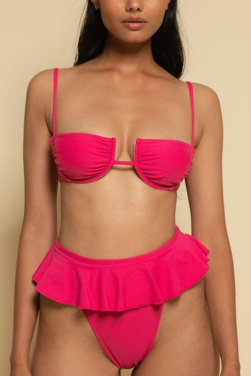 Montce - Raspberry Tamarindo Ruffle Bikini Bottom -