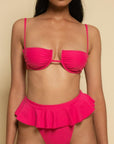 Montce - Raspberry Tamarindo Ruffle Bikini Bottom -