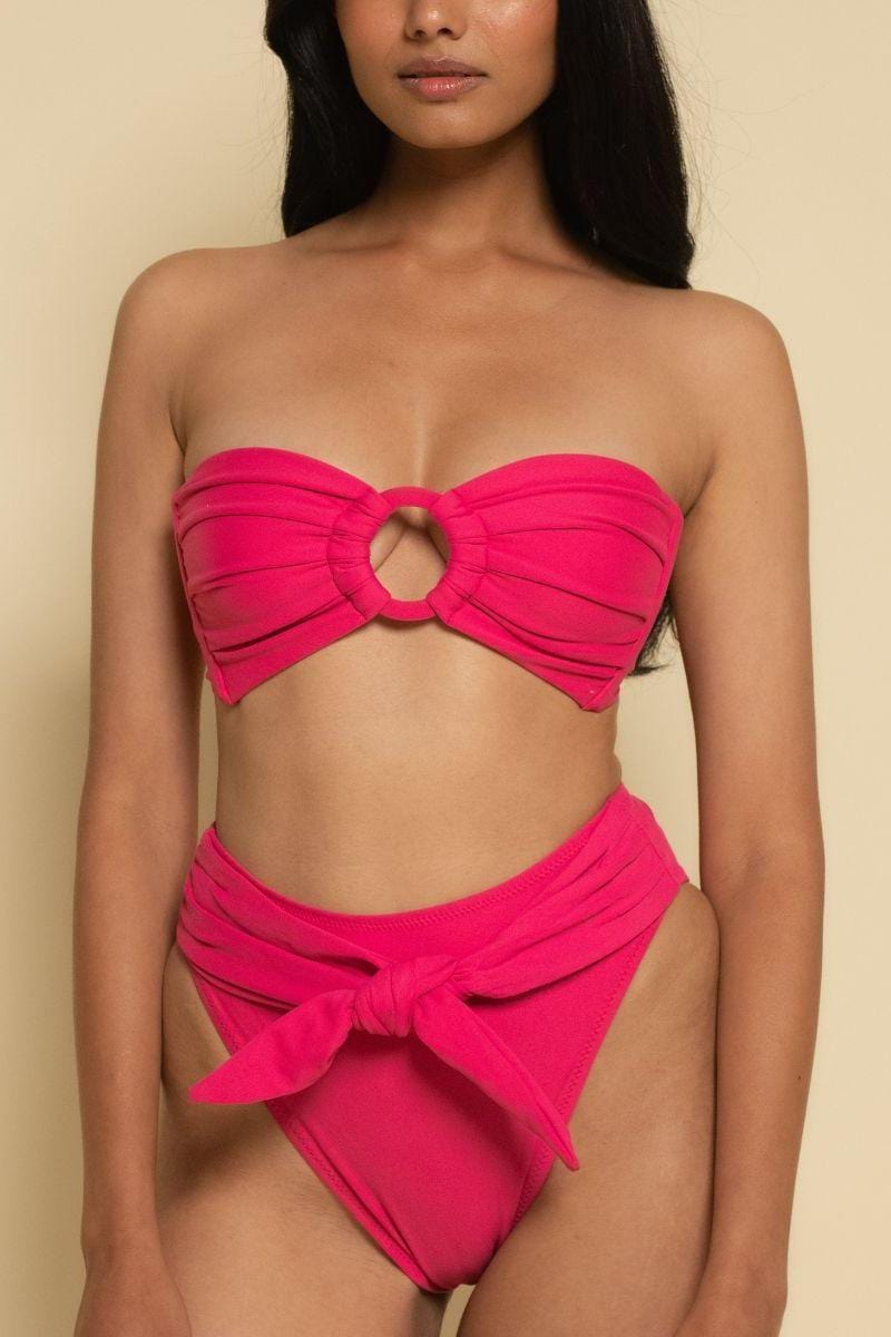 Montce - Raspberry Tori Ties Bandeau Bikini Top -