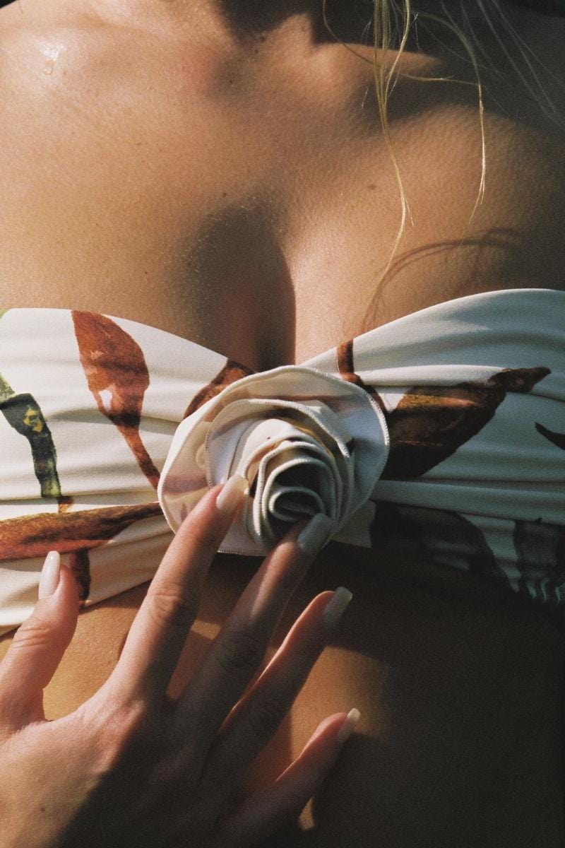 Montce - Rooted Floral Rosa Bandeau Bikini Top -