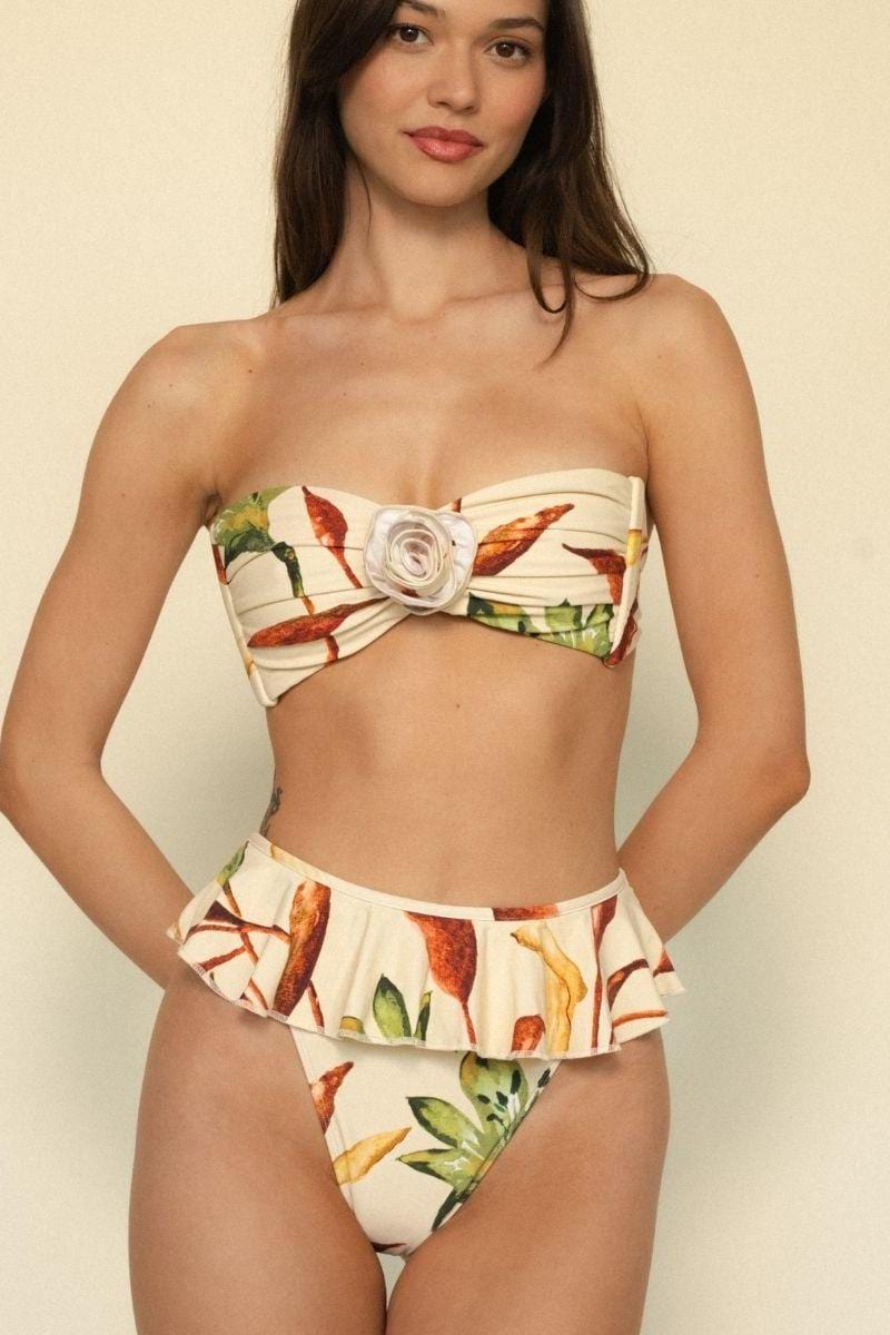Montce - Rooted Floral Rosa Bandeau Bikini Top -