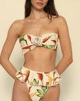 Montce - Rooted Floral Rosa Bandeau Bikini Top -