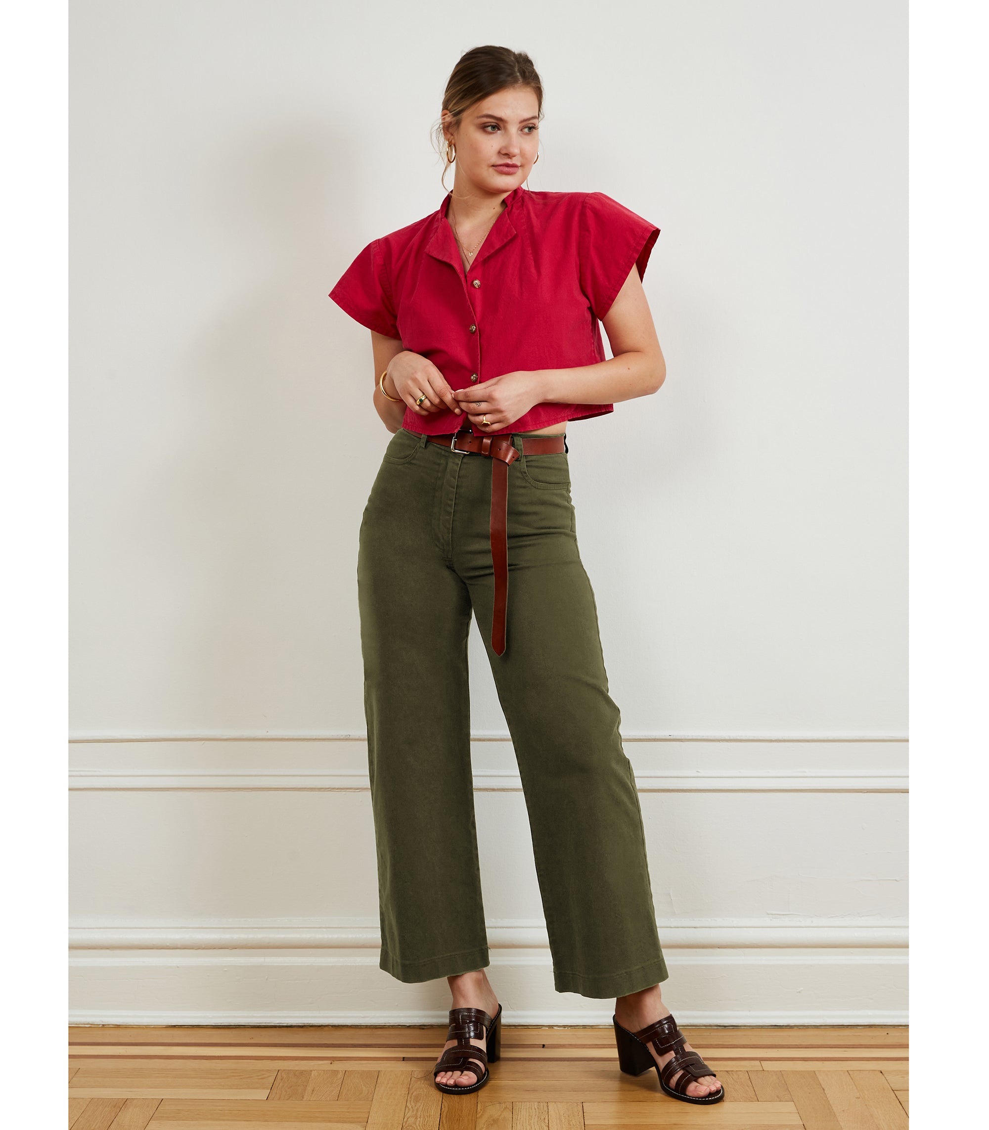 Loup - Toni Wide Ankle Pants - Pine -
