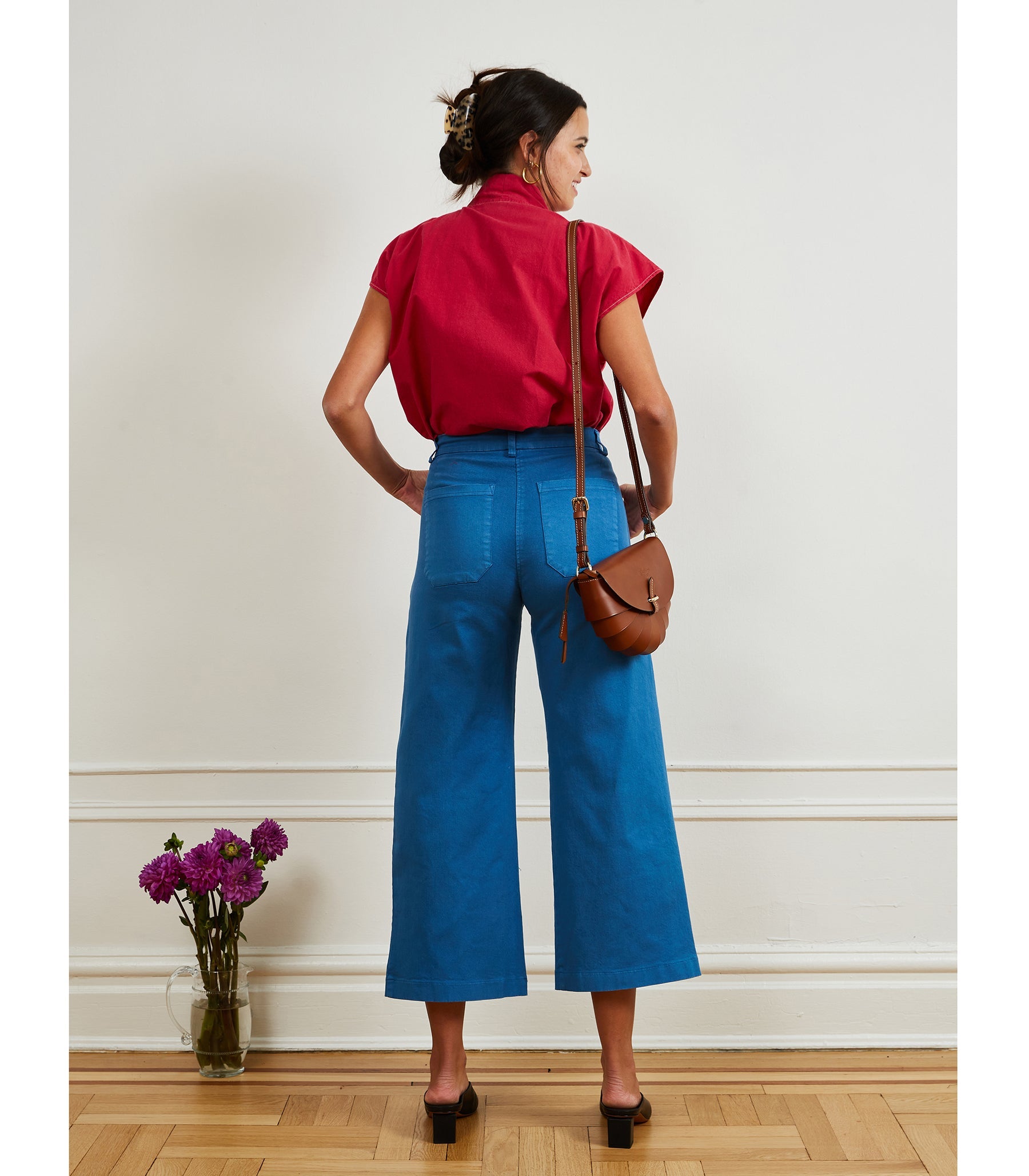 Simone Pants in Azure & Sienna Top in Rose | LOUP