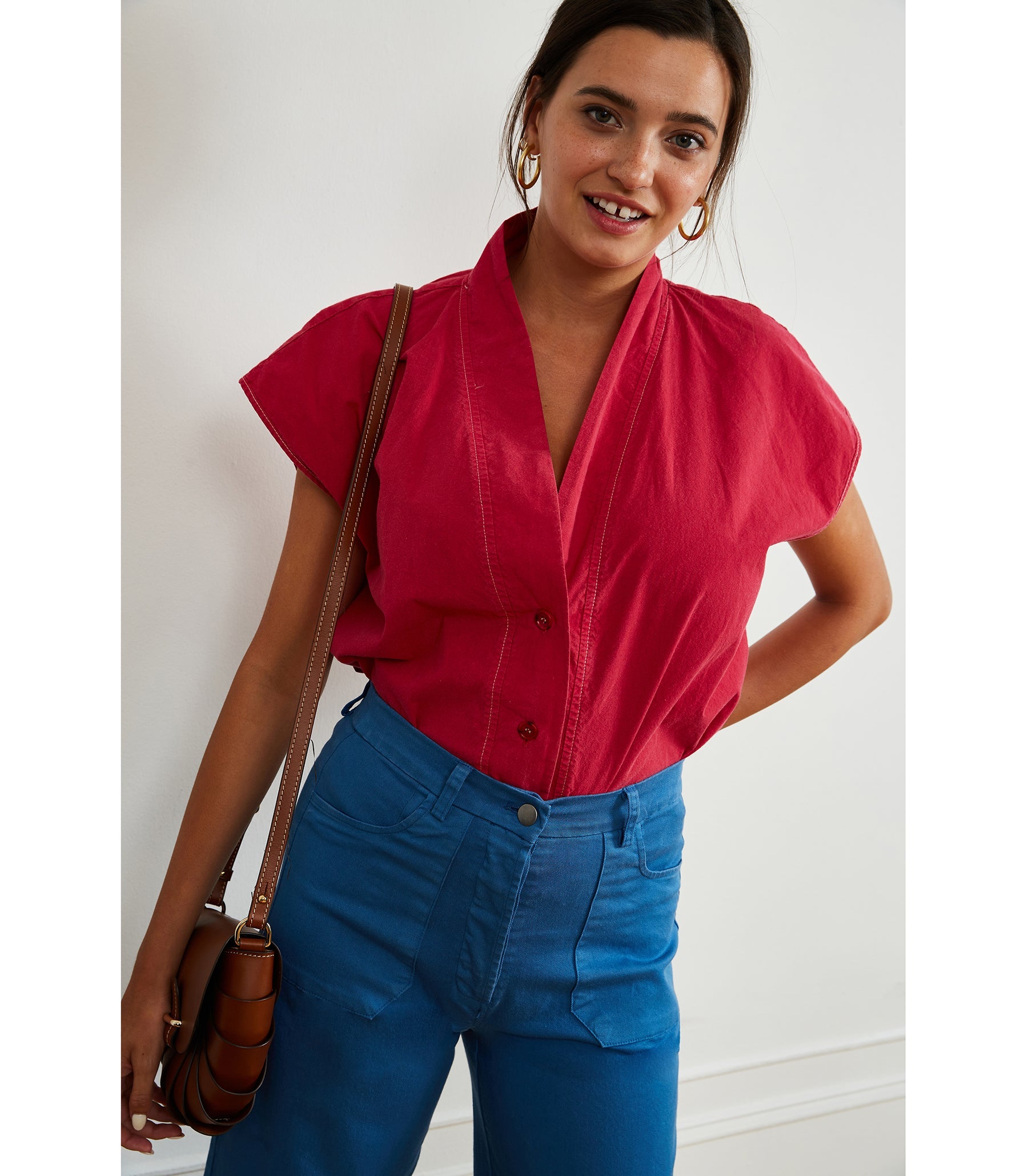 Simone Pants in Azure &amp; Sienna Top in Rose | LOUP