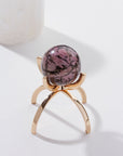 Luna Norte - Eye Of the Beholder Gemstone Sphere On Stand Set - Rhodonite