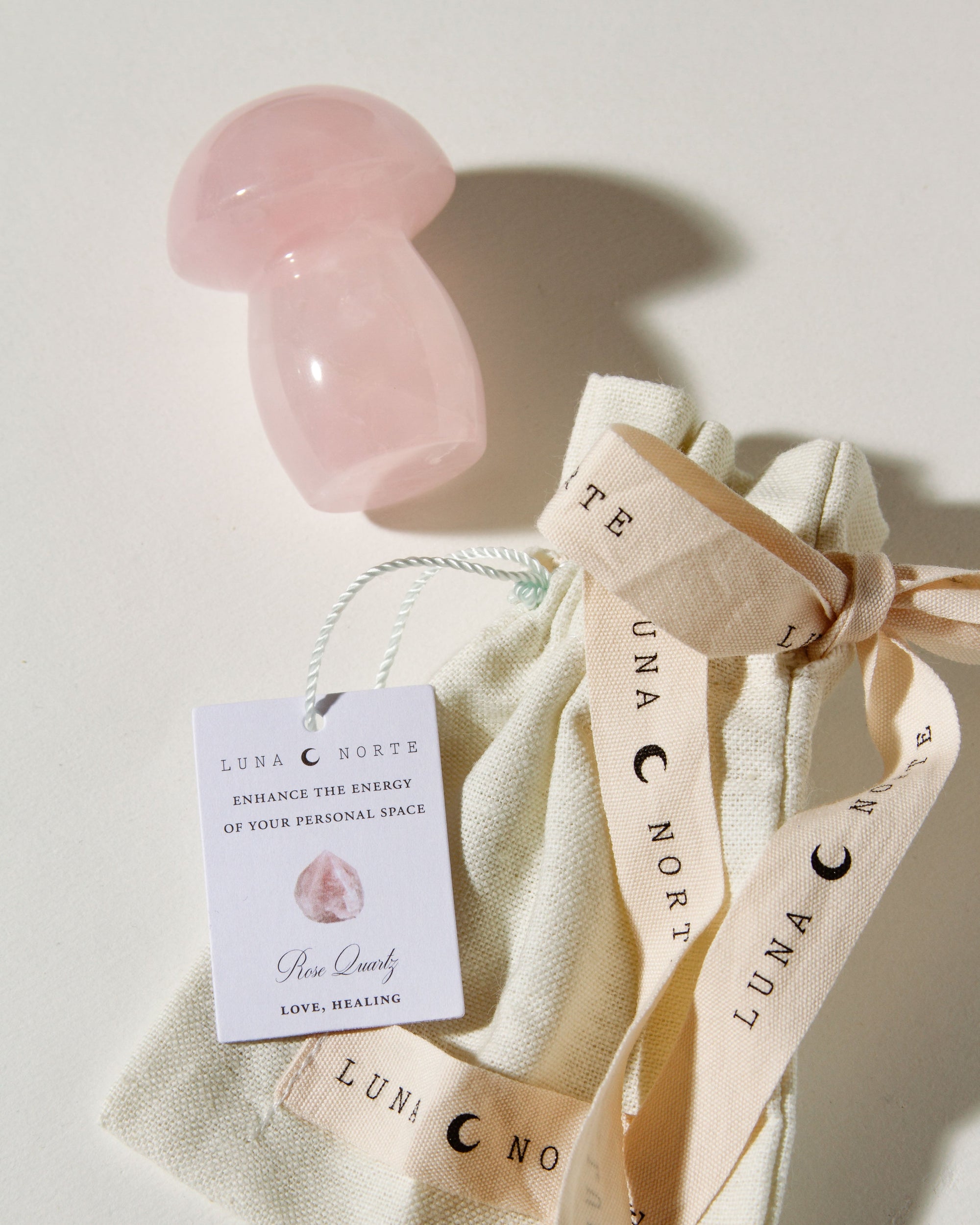 Luna Norte - Micro Dose Gemstone Standing Mushroom - Rose Quartz -