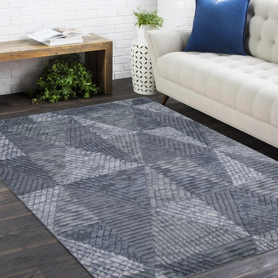 Solo Rugs - Erie Hand Knotted Modern Contemporary Solid Gray Area Rug -