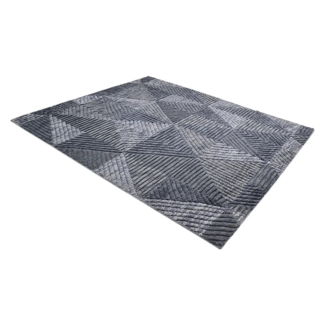 Solo Rugs - Erie Hand Knotted Modern Contemporary Solid Gray Area Rug -