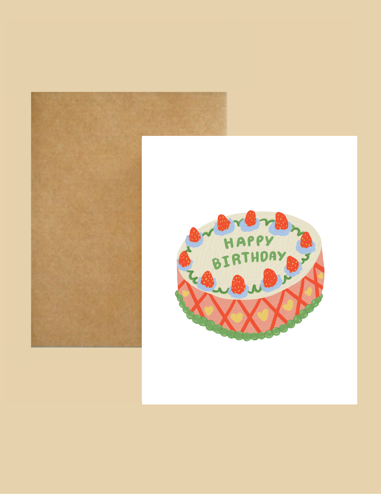 Nice Paper - Greeting Card - Strawberry Bday Cake -