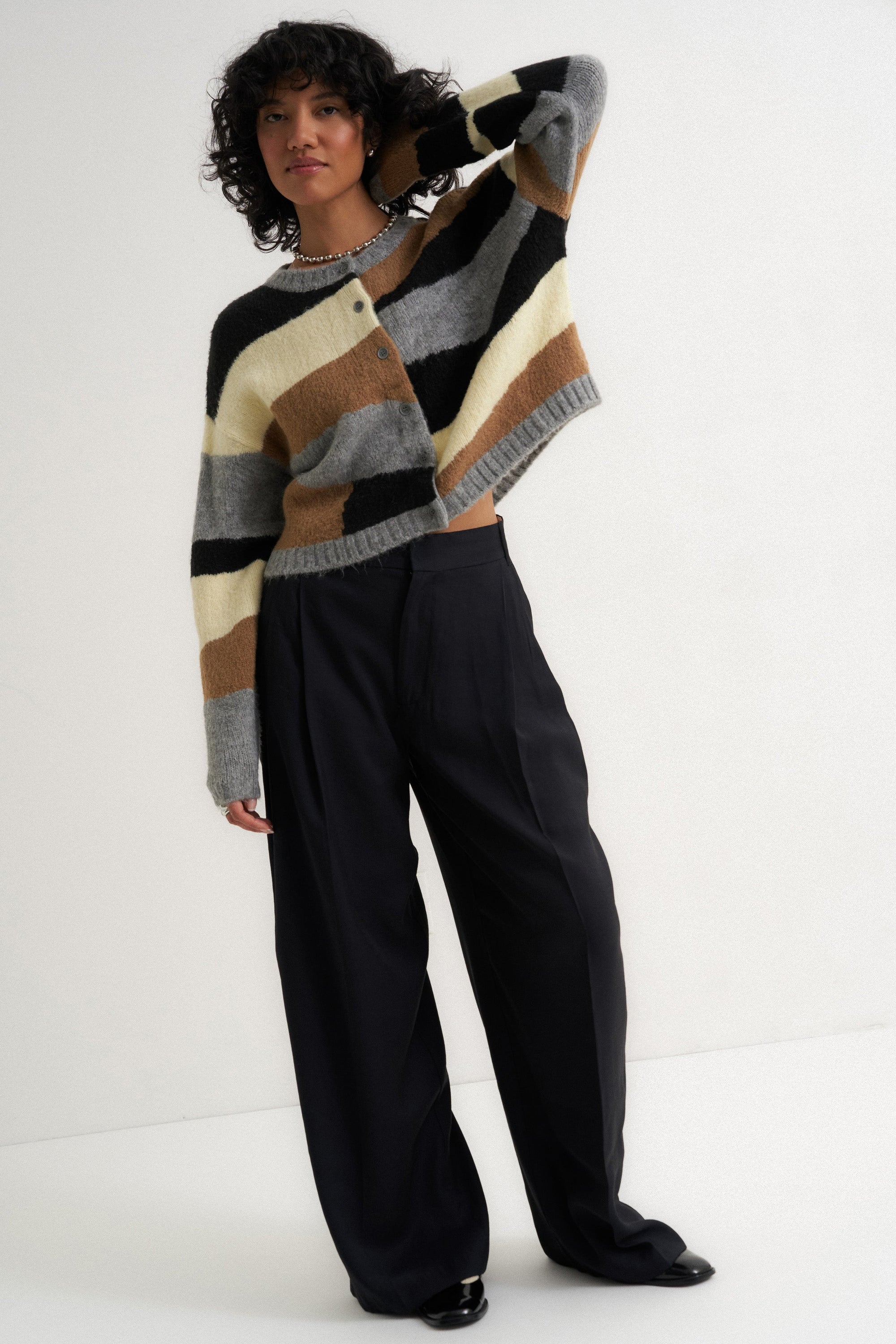 Callahan Knitwear - Selma Cardigan - Heather Grey Multi -