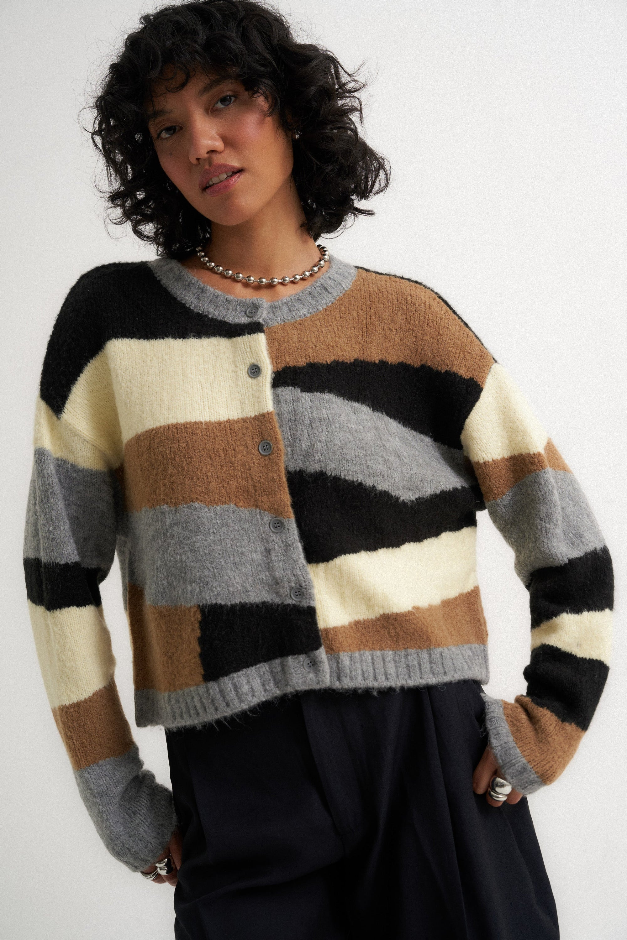 Callahan Knitwear - Selma Cardigan - Heather Grey Multi -