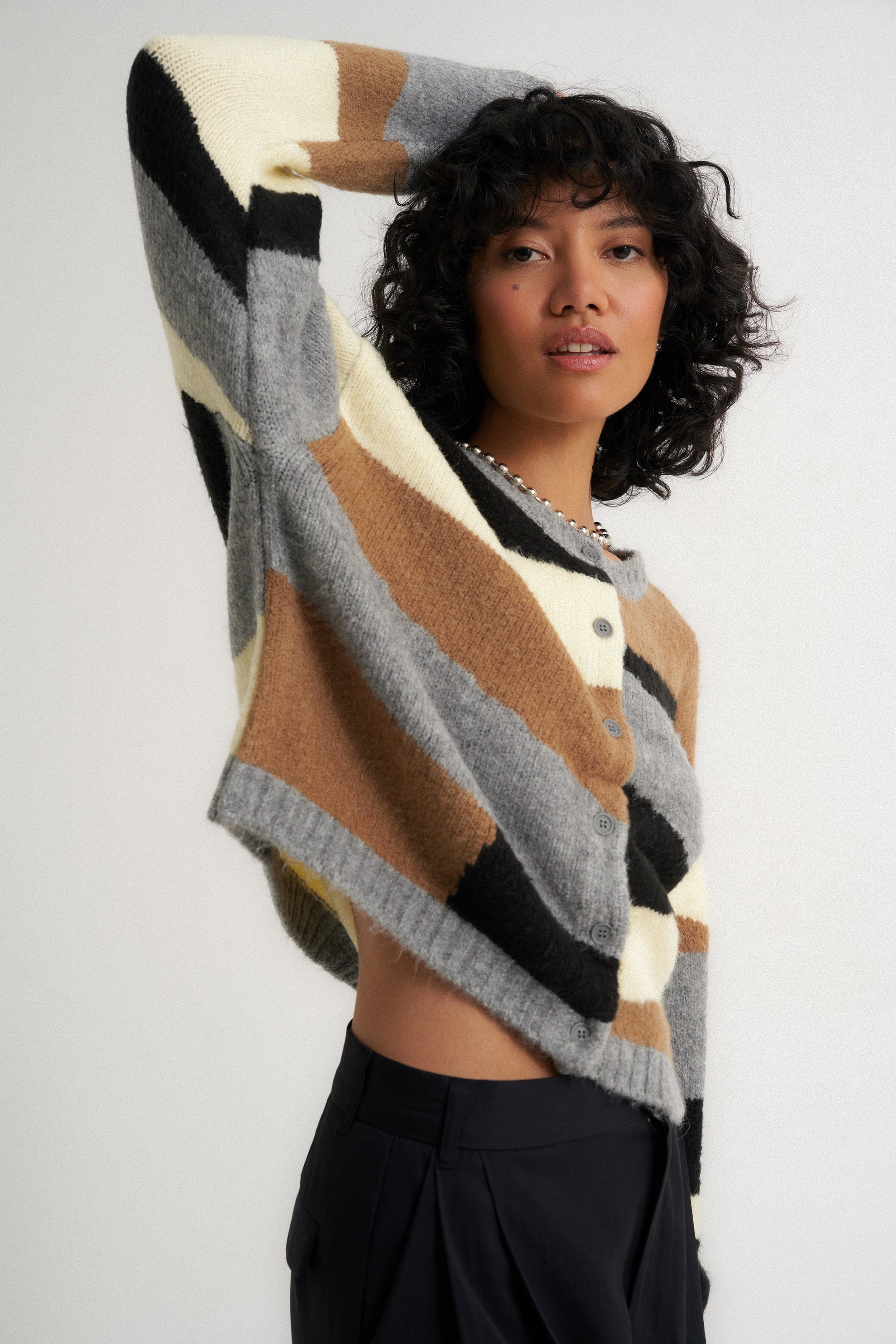 Callahan Knitwear - Selma Cardigan - Heather Grey Multi -