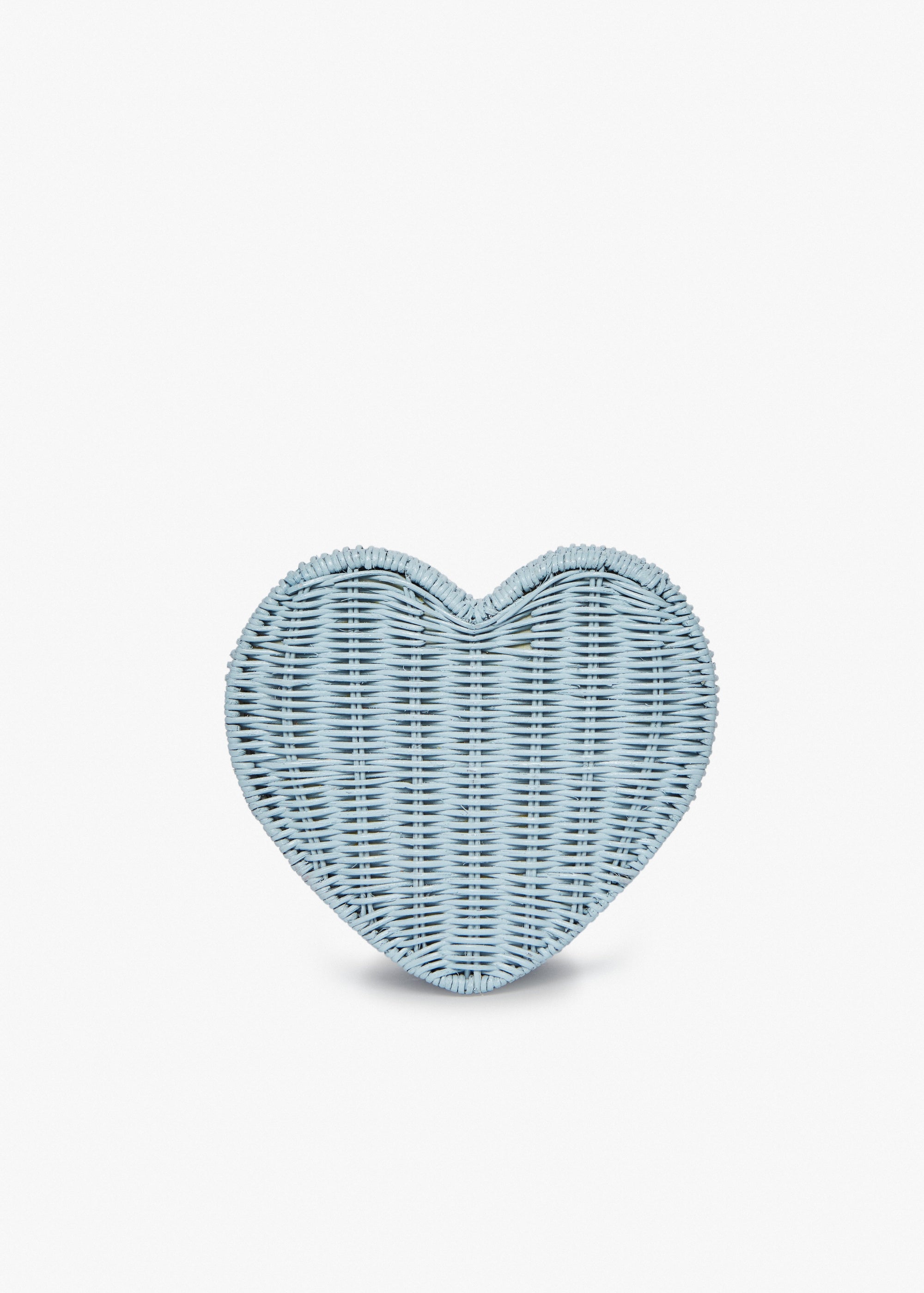 Kayu - Sisal Heart Wicker Straw Clutch Bag - Blue