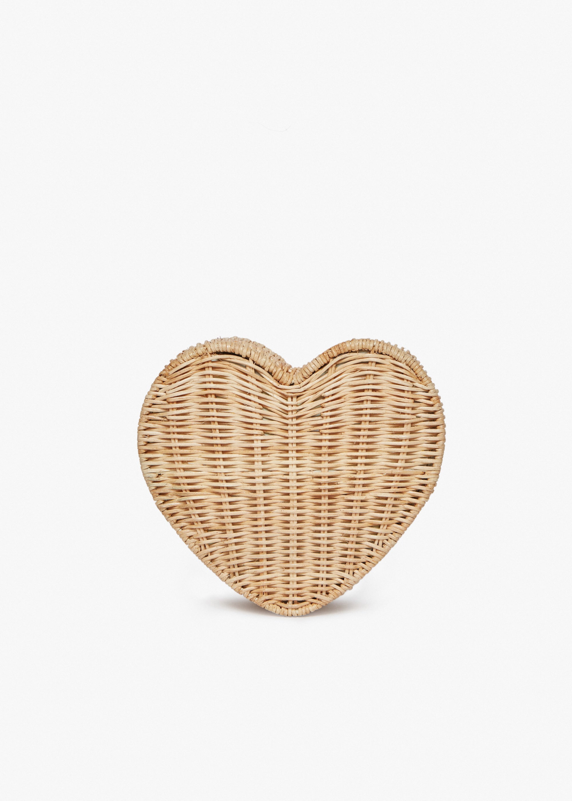 Kayu - Sisal Heart Wicker Straw Clutch Bag - Natural