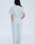 Wildflo Studio - Ribbed Polo Jumpsuit Silver -