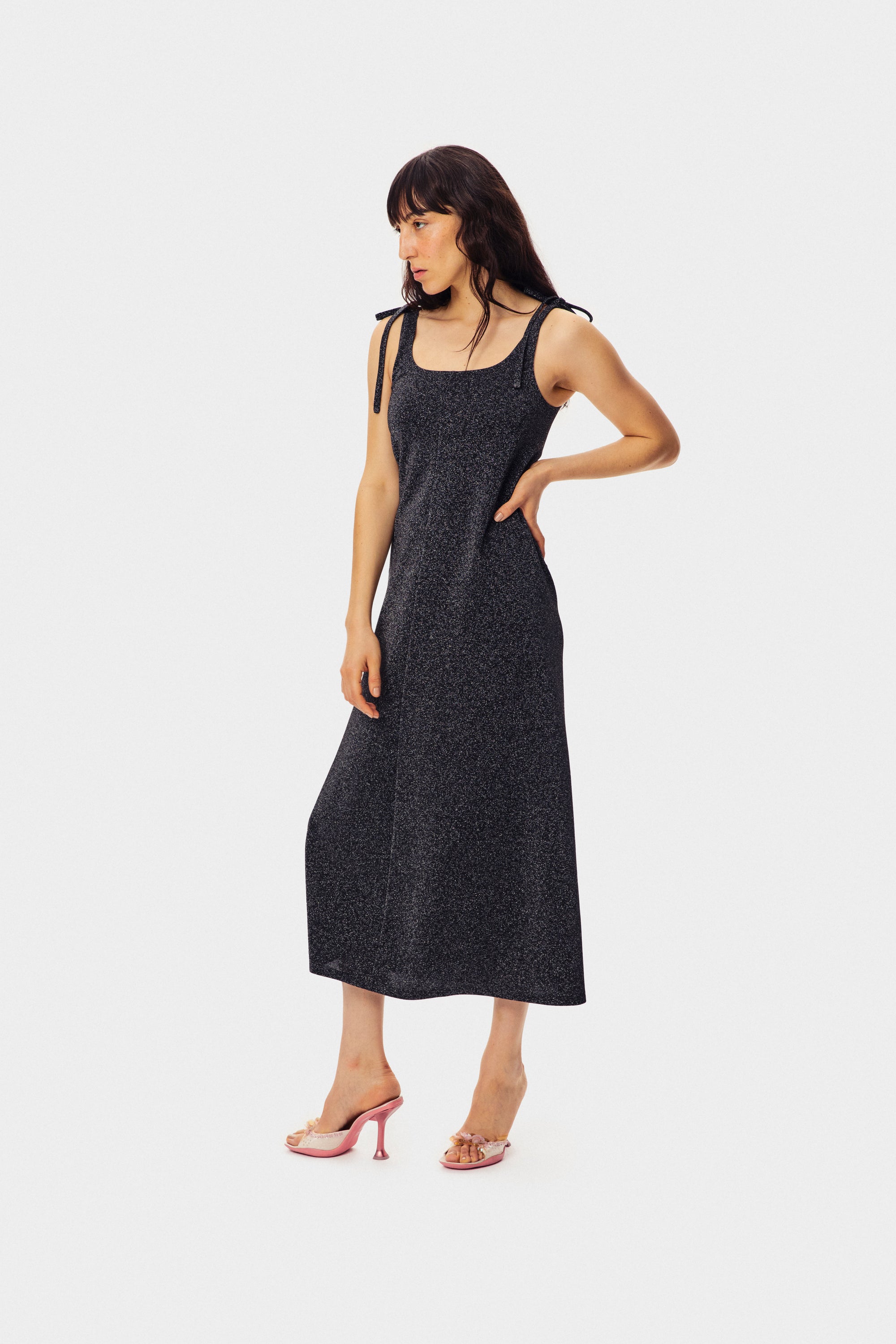 Sleeper - Kylie Lurex Slip Dress - Black -