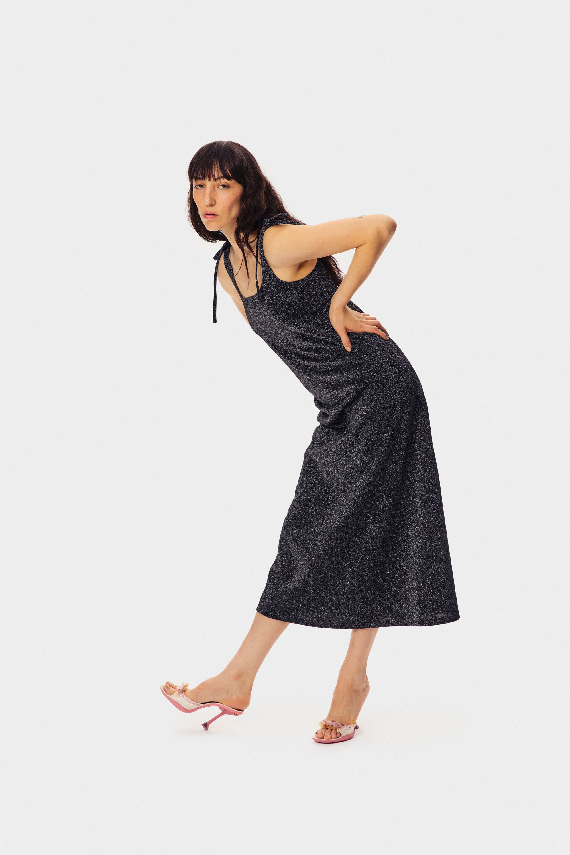 Sleeper - Kylie Lurex Slip Dress - Black -