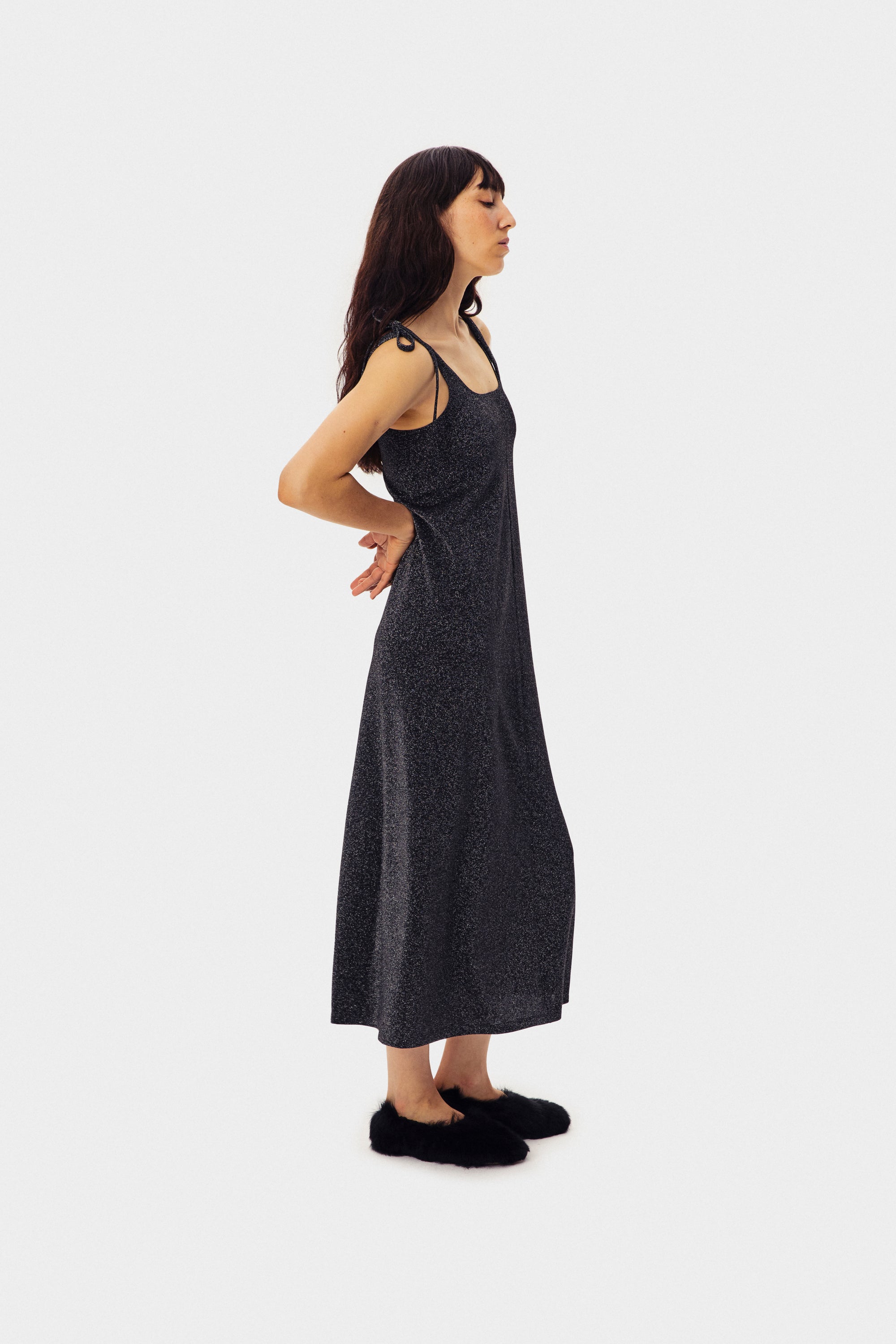 Sleeper - Kylie Lurex Slip Dress - Black -