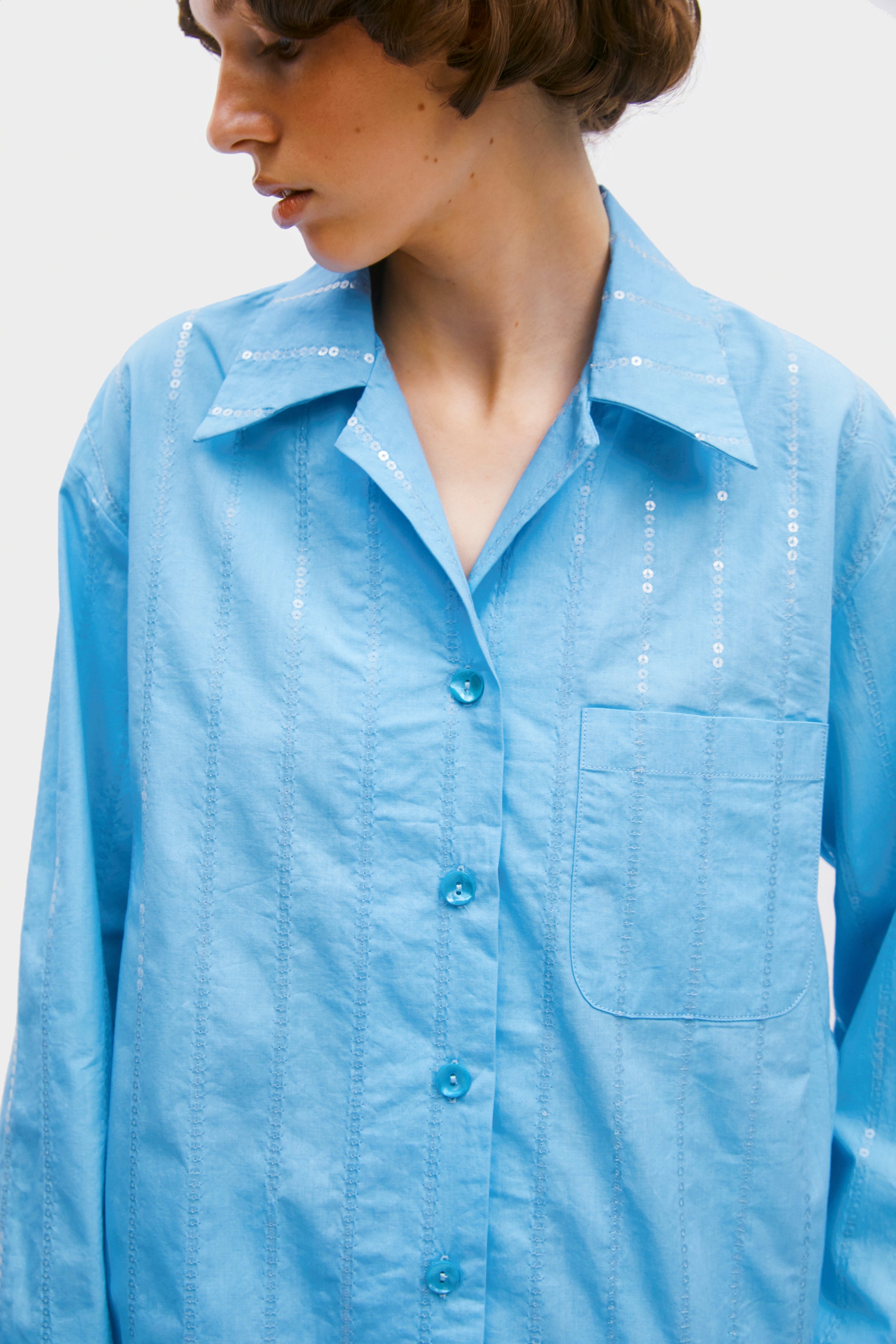 Sleeper - Milky Way Sequined Cotton Pajama Set - Blue -
