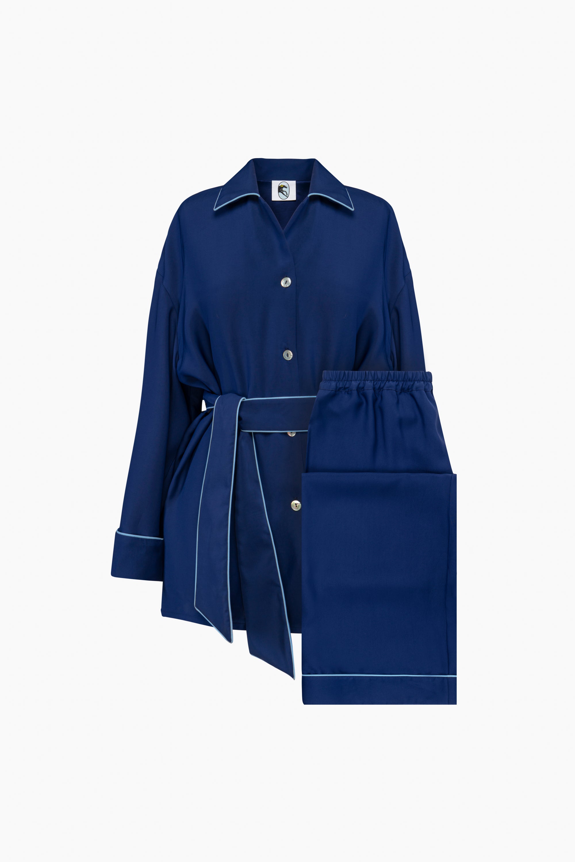 Sleeper - Miss Cat Belted Set with Detachable Feathers - Navy -
