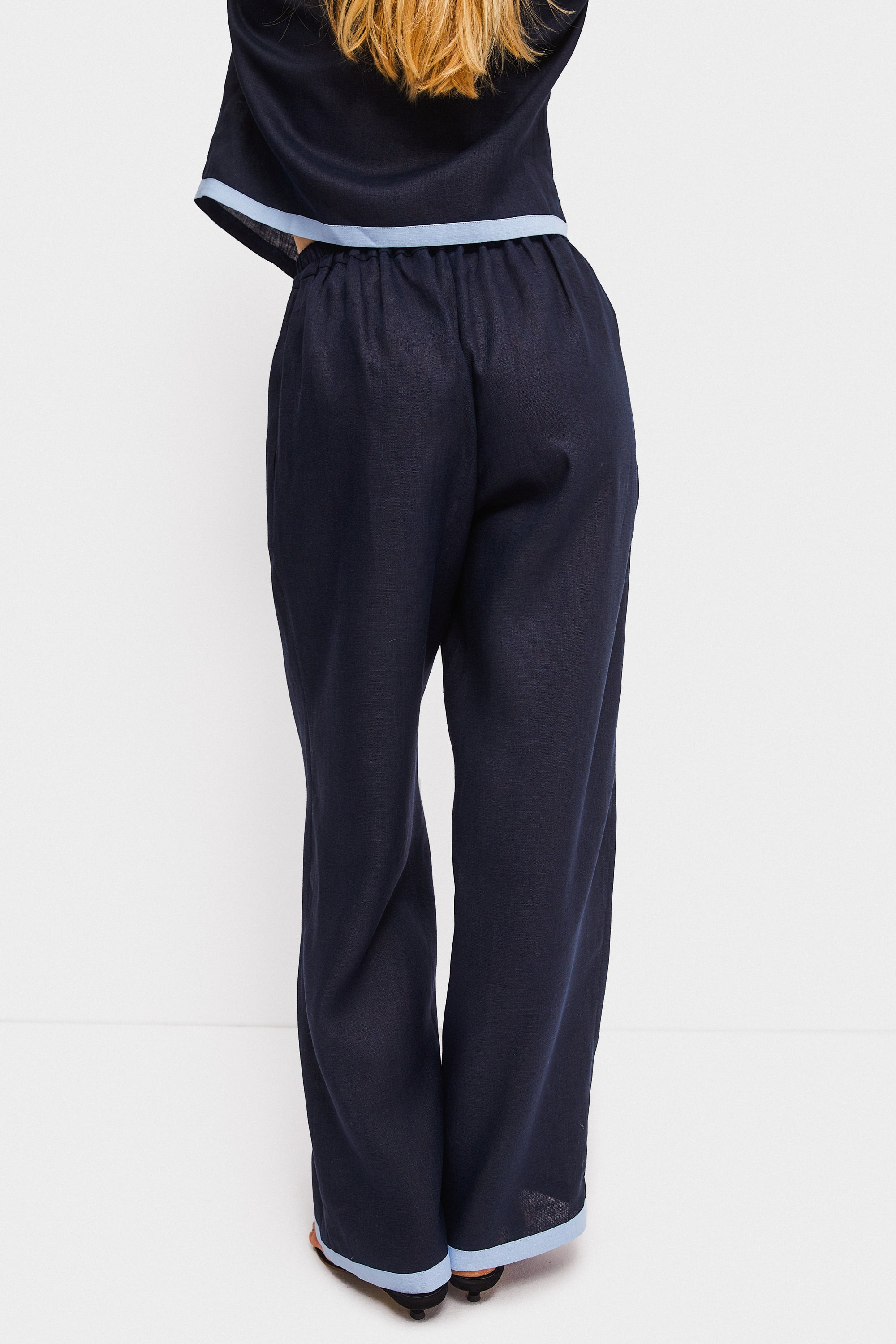 Sleeper - Garrick Embroidered Linen Pants - Navy -