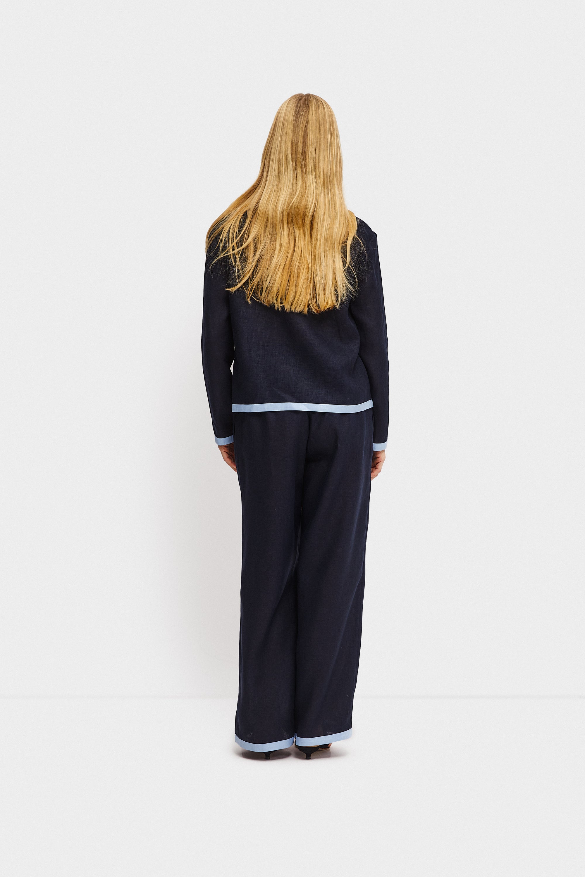 Sleeper - Garrick Embroidered Linen Pants - Navy -