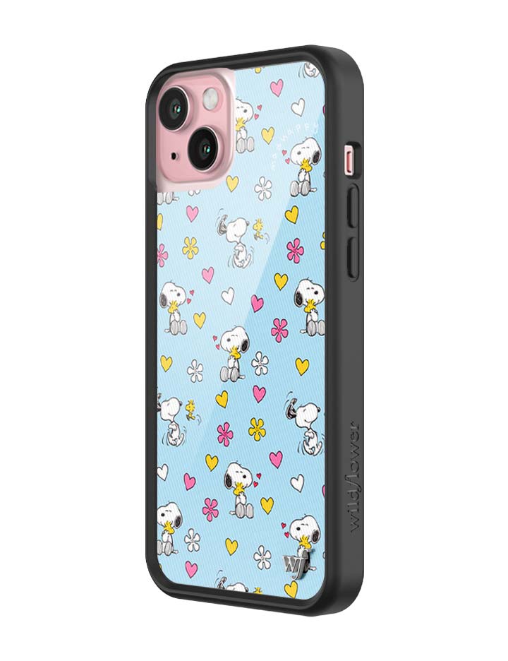 Wildflower iPhone case 15 Plus Madhappy x Peanuts Collab Blue Cute