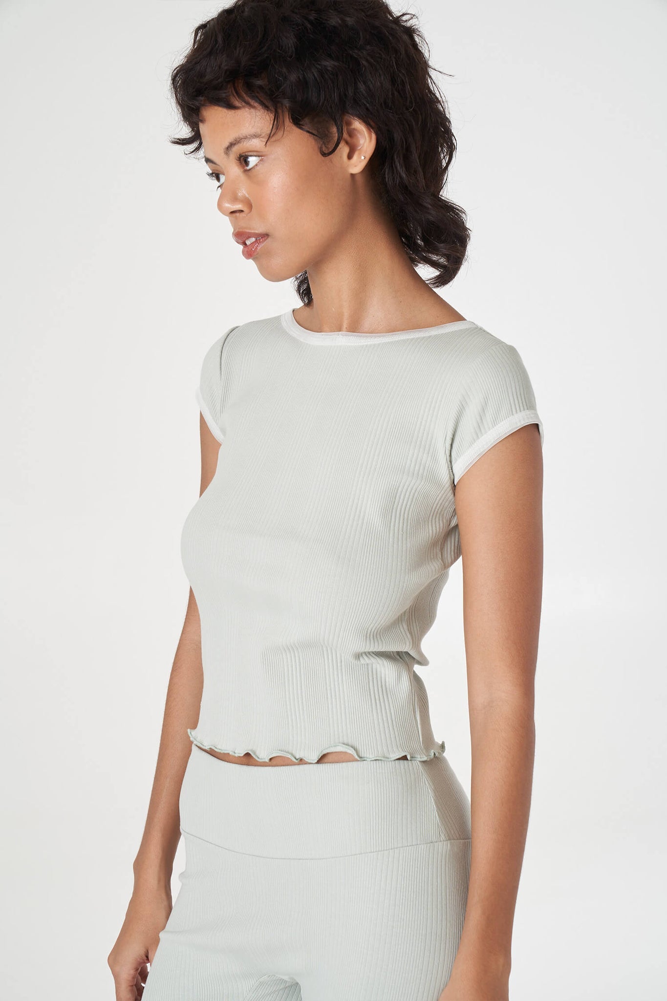 Find Me Now - Ribbed Short Sleeve Tee - Sage -