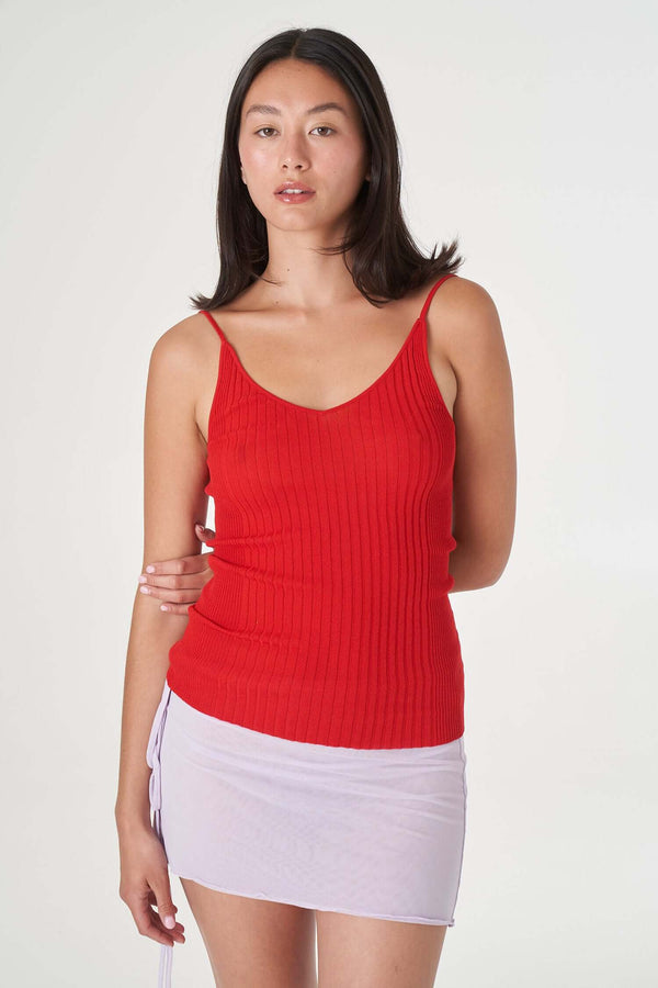 Find Me Now - Light Weight Vary Rib Knit Tank - Red -