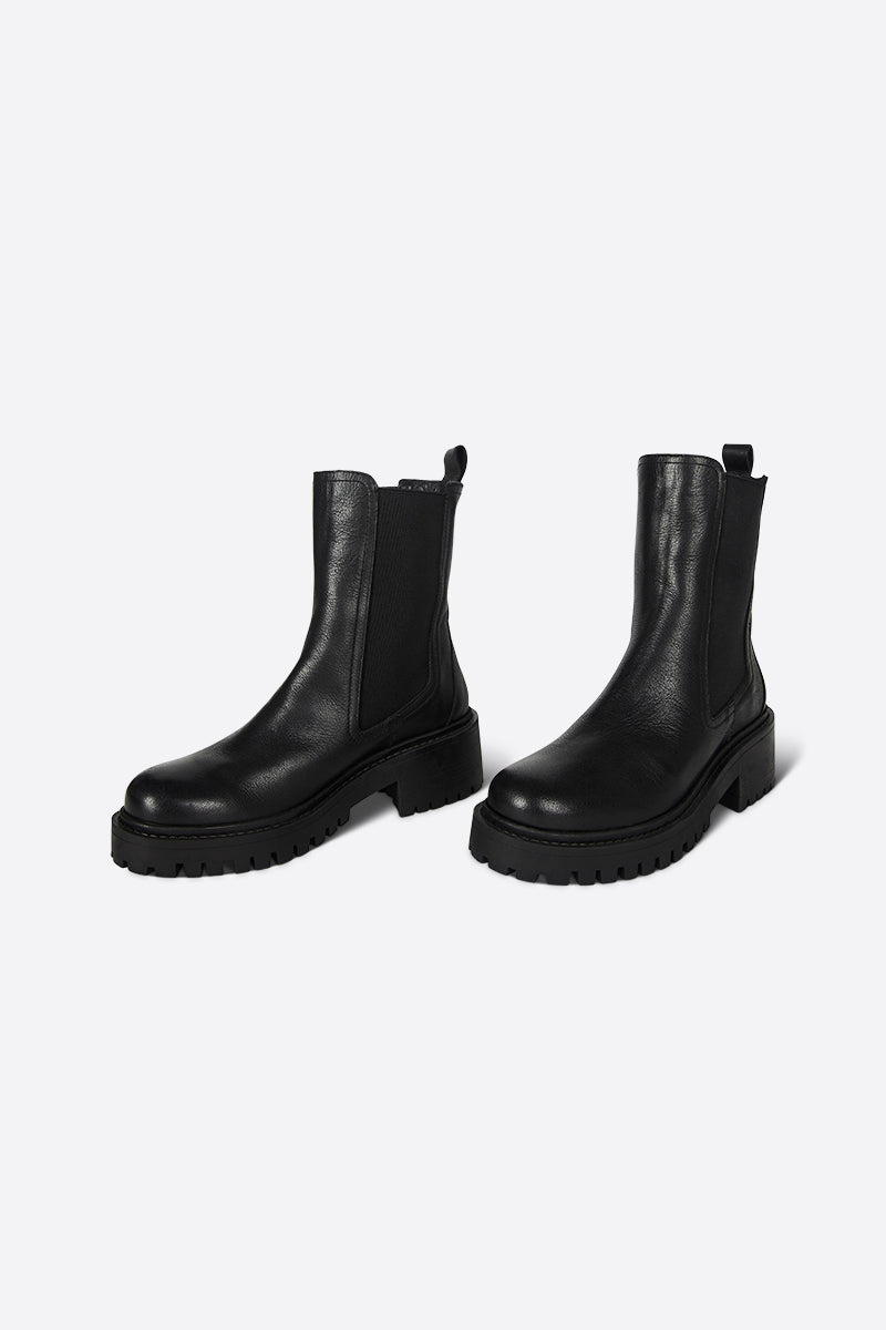 Storm Faux Fur Lined Black Sole Chelsea Boot