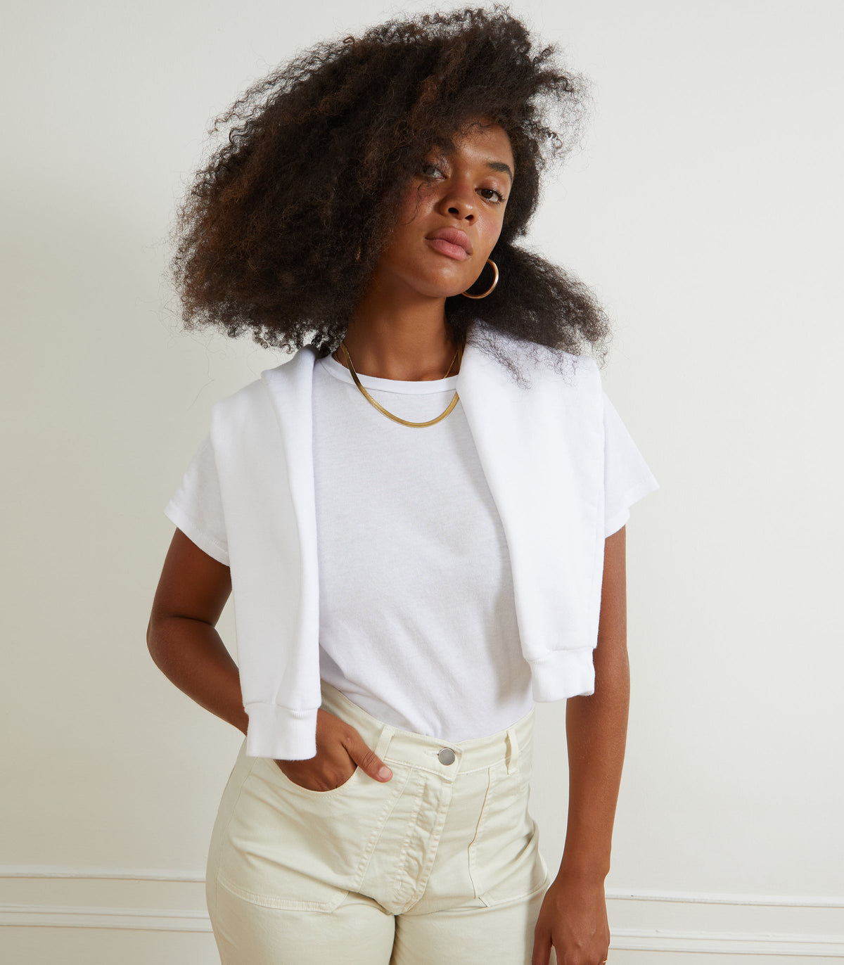 Loup - Simone Wide Crop Pants - Salt -